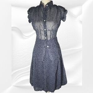 Elegant Navy Polka Dot Mini Dress
